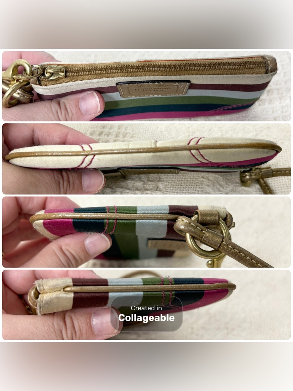 PROJECT Y2K Coach Legacy Stripe Small Wristlet Anniversary Satin Clip In Pouch - Picture 6 of 8